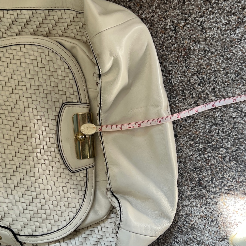 Coach white beige woven leather satchel crossbody handbag purse - Picture 7 of 7